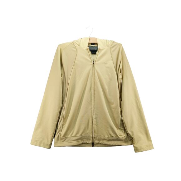 Nike Drifit Full Zip Hoodie Jacket Size Small Tan Gold Embroidered Swoosh - Picture 1 of 14